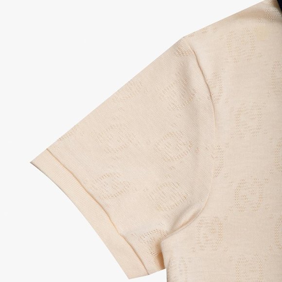GUCCI Kids Stretch Cotton Polo Shirt In Ivory 6A - Picture 4 of 10